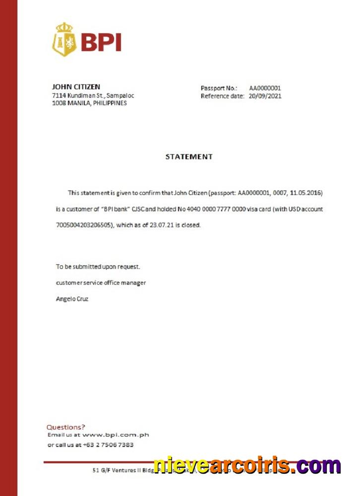 Philippines BPI closure reference